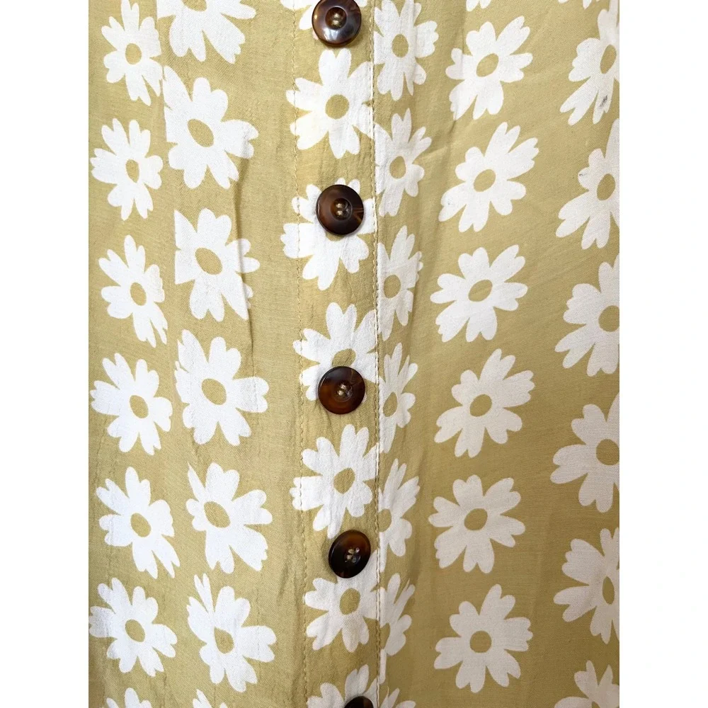 Anthropologie Faithfull the Brand Arrieta Daisy Midi Slit Dress Tie Strap Size 4